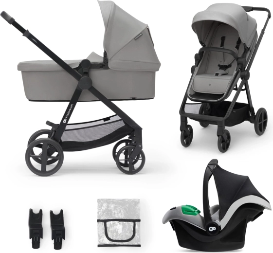 Kinderkraft Newly 3 az 1-ben kombinált babakocsi moonlight grey színben Mink PRO autósüléssel