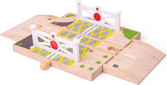 Fából készült vasúti átjáró kapukkal fa autópályákhoz