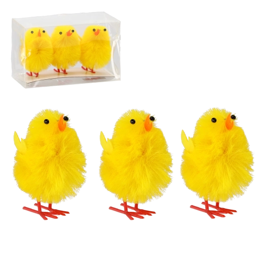 Húsvéti sárga csibék – díszszett (3 db)