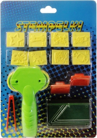 Színes gyerek bélyegzőkészlet szivaccsal, csipesszel és hengerrel – mesés motívumokkal