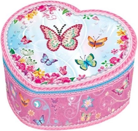 Szív alakú zenélődoboz pillangókkal