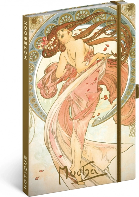 Notique notesz Alfons Mucha – Tánc, vonalas jegyzetfüzet 13 × 21 cm