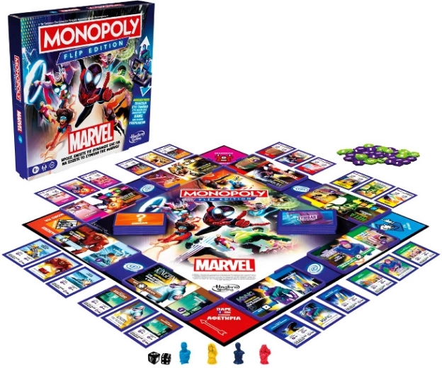 Monopoly Flip Marvel – családi társasjáték lengyel nyelven