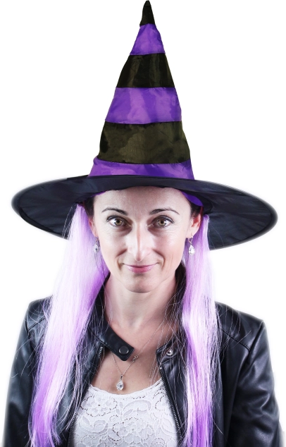 Boszorkánykalap lila hajjal felnőtteknek