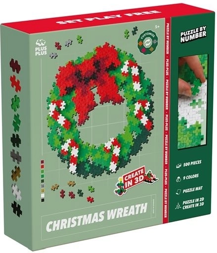 Plus-Plus puzzle számok szerint karácsonyi koszorú 500 darabbal