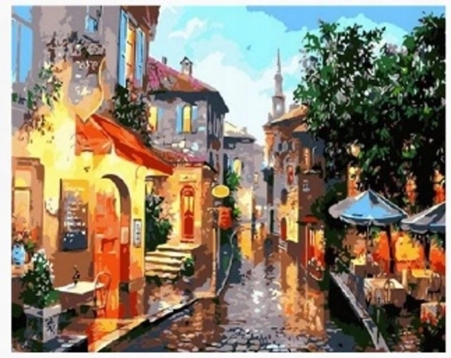 Norimpex számfestő készlet – Utcai eső 40 × 50 cm