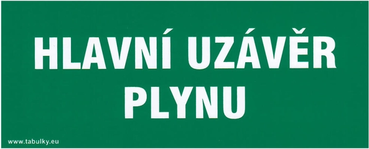 Öntapadós biztonsági tábla Fő gázelzáró 210 × 87 mm