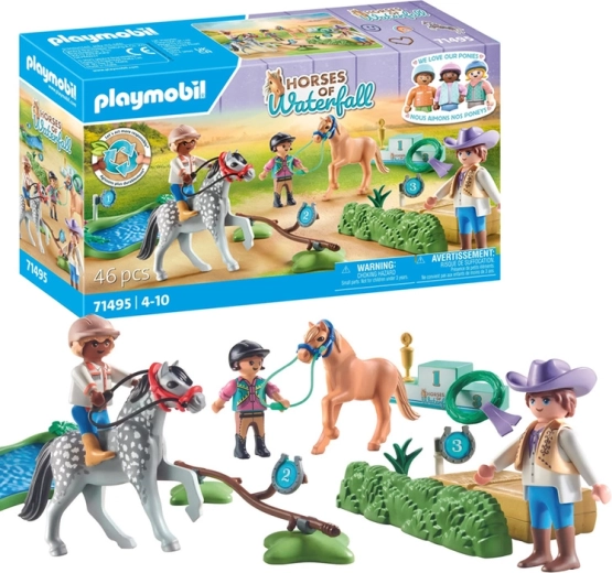 Playmobil Horses of Waterfall póniverseny akadályokkal