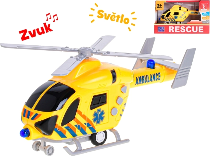 Műanyag mentőhelikopter fénnyel és hanggal, 20 cm