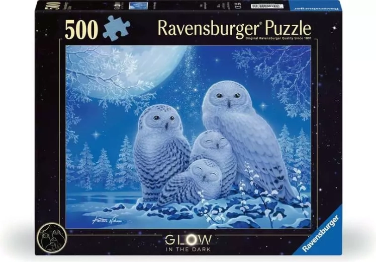Ravensburger világító puzzle Baglyok a holdfényes alkonyatban, 500 darab
