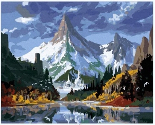 Norimpex Számfestő készlet – Kastély a magas hegyekben, 40 × 50 cm