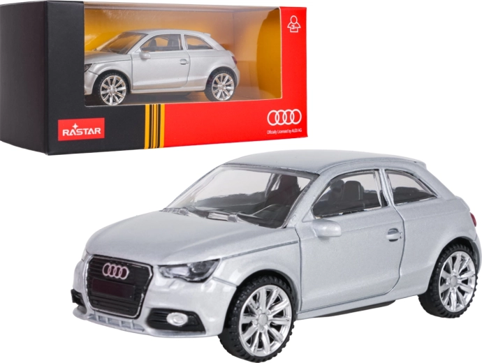 Audi A1 RASTAR fém autómodell, ezüst színű, 1:43 méretarányban
