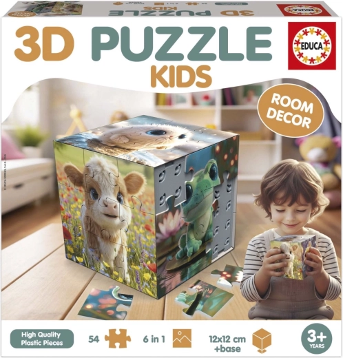 Educa 3D állatos puzzle kocka 54 darabból
