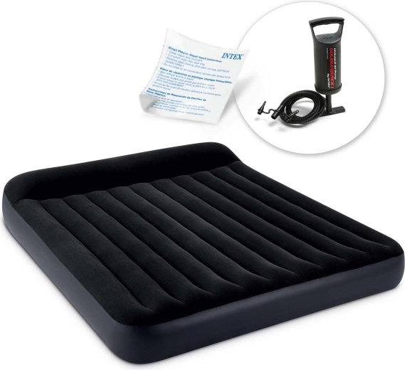 Felfújható kétszemélyes matrac kézi pumpával 203 × 183 × 25 cm INTEX