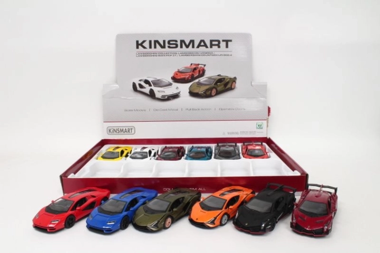 Fém Lamborghini kisautó 13 cm, felhúzható (pull-back) meghajtással