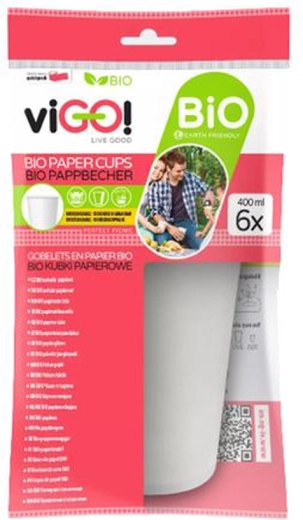 Bio papírpoharak 400 ml VIGO, 6 db