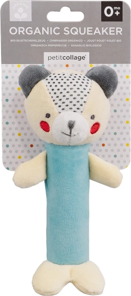 Petit Collage organikus pamutból készült sípoló csörgő mackó