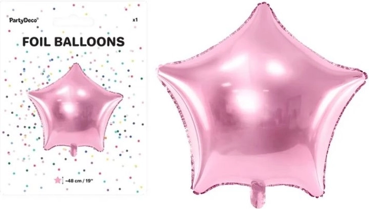 Világos rózsaszín csillag alakú fólia lufi 48 cm