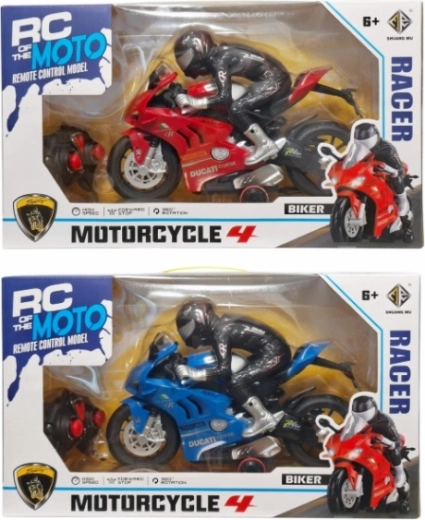 Távirányítású sportmotor versenyző figurával és töltővel – 1 db