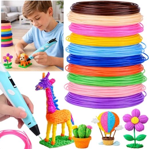 PCL filamentkészlet 3D tollhoz, 10 szín, 50 m