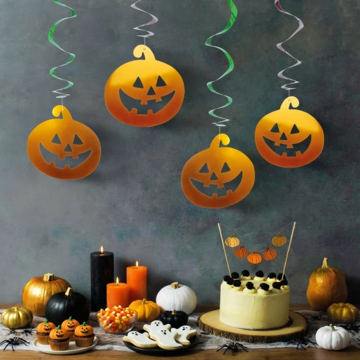 Halloween-i függő dekorációk tökkal és szellemekkel, 12 db
