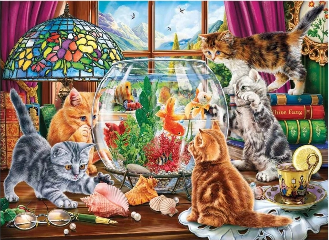 Puzzle Kiscicák és akvárium 1000 darabos