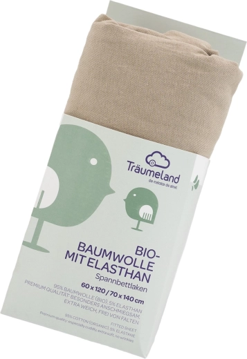 Träumeland lepedő bio pamutból elasztánnal, egyszínű (UNI) taupe