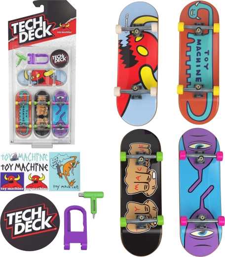 Tech Deck Toy Machine mini fingerboard készlet – 4 db