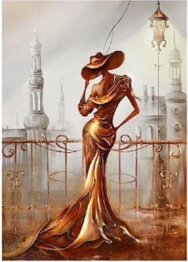 Gyémántfestés – nő az erkélyen 30 × 40 cm