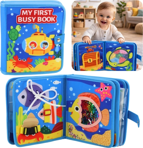 Textil szenzomotoros filc könyv – tengeri állatok 3D