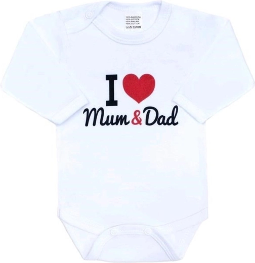 New Baby hosszú ujjú baba body „I love mum and dad” felirattal, 80-as méret (9–12 hónapos)