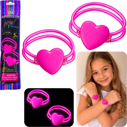 Dupla világító szíves neon glow stick karkötők – készlet