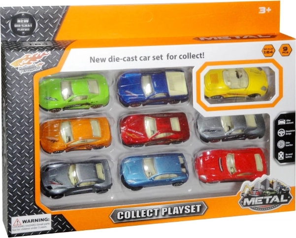 9 darabos sportautó készlet 1:64