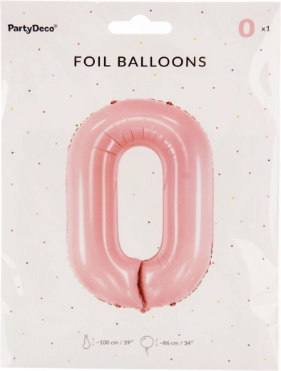 Fóliás szám alakú lufi 0 – rózsaszín, 86 cm