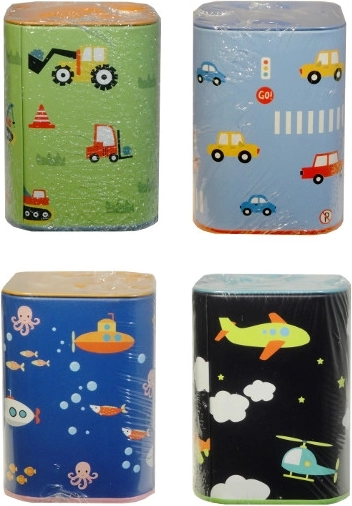 színes jármű alakú persely gyerekeknek