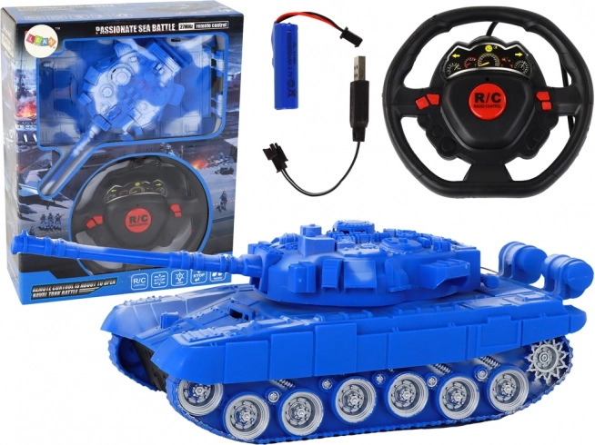 Szórakoztató RC tank Kék 1:18 27MHz