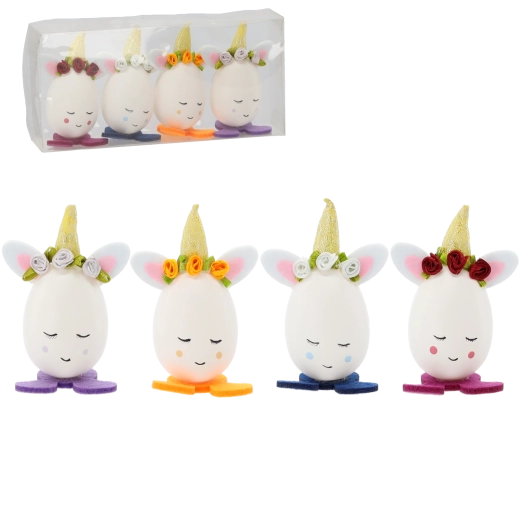 Húsvéti tojásdekor fülecskékkel és sapkával, 4 darabos készlet CHOMIK