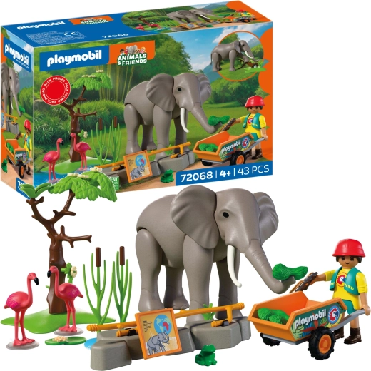 Playmobil Animals & Friends elefánt gondozónővel és kiegészítőkkel, 43 darab