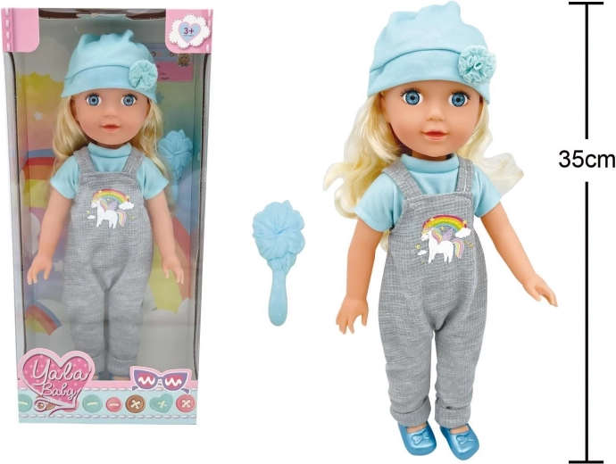 Nadrágos, kantáros baba 35 cm - 1 db