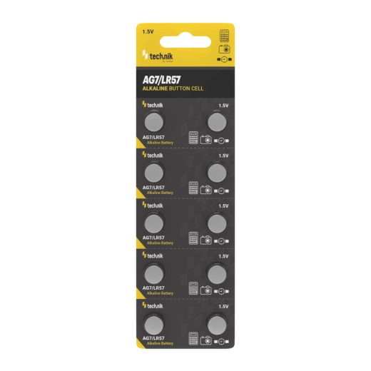 Alkáli gombelemes akkumulátor Technik Platinum AG7 / LR57 / 395 1,5 V – csomag 10 db