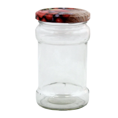 12 darabos 314 ml-es üveg befőttesüveg készlet, 66 mm-es fekete csavaros tetővel, négyzet alakú, 12 db