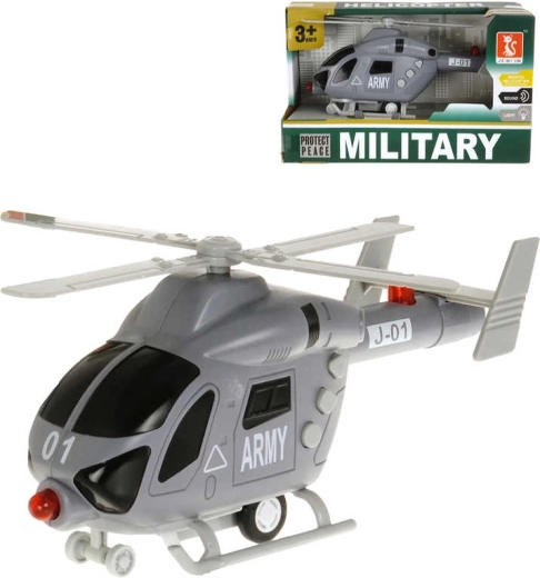 Katonai műanyag elemes helikopter fénnyel és hanggal – 1 db