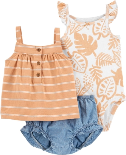 Carter’s 3 részes baba szett Brown Palm – pántos body, ujjatlan felső és bugyi kislánynak