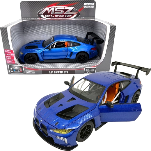 Fém modell 1:24 BMW M4 GT3 kék, fényekkel és hangokkal