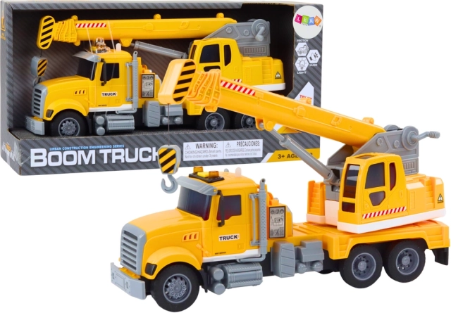 Sárga teherdaru súrlódásos meghajtással, fény- és hangeffektekkel