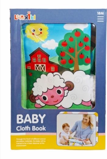 Színes textil babakönyv állatokkal és tájakkal