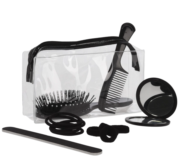 Kozmetikai táska tartozékokkal, rózsaszín, 15 darabos készlet