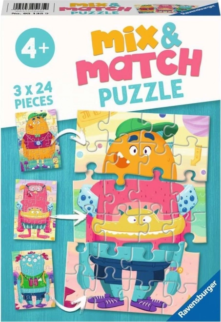 Ravensburger Puzzle Mix & Match: Vicces szörnyek 3x24 darab