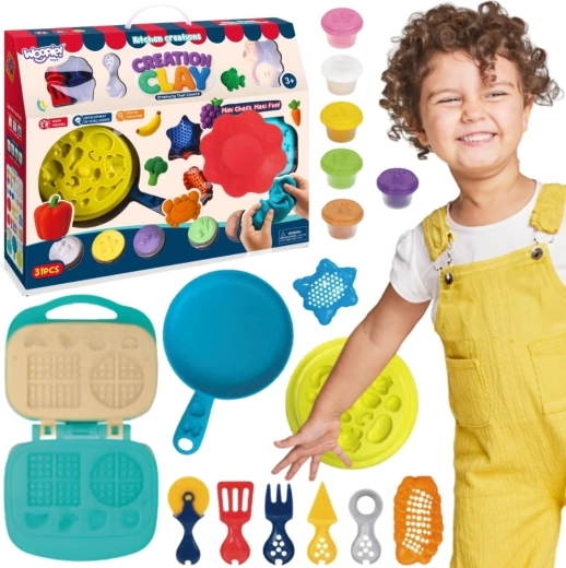 Woopie Creation Clay gyurmakészlet gofrisütővel és konyhai kiegészítőkkel (39 db)