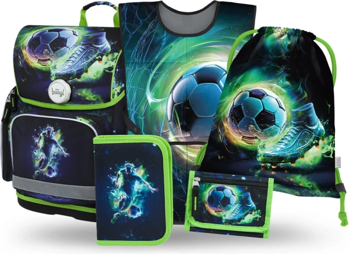 Baagl iskolai szett Ergo Futball játékos – iskolatáska, tolltartó, tornazsák, kötény és pénztárca
